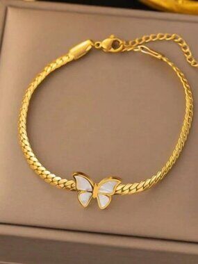 Gold Plated Stainless Steel Butterfly Bracelet